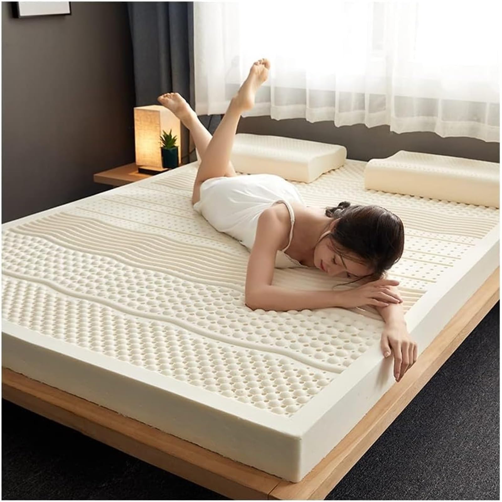 BMPAALN Natural Latex Topper,Organic Latex Mattress Topper White Latex Foam Mattress Topper | Best for Orthopedic Support | Ergonomic and Environmentally Friendly King(4in,135x190cm(53x75in))