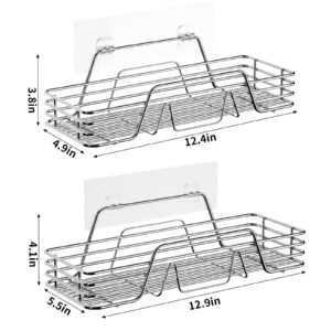 Shower Caddy 2 Pack,Adhesive Shower Organizer for Bathroom Storage&Home Decor&Kitchen,No Drilling,Large Capacity,Rustproof Stainless Steel Bathroom Organizer,Shelves for Inside Shower (2 sliver)