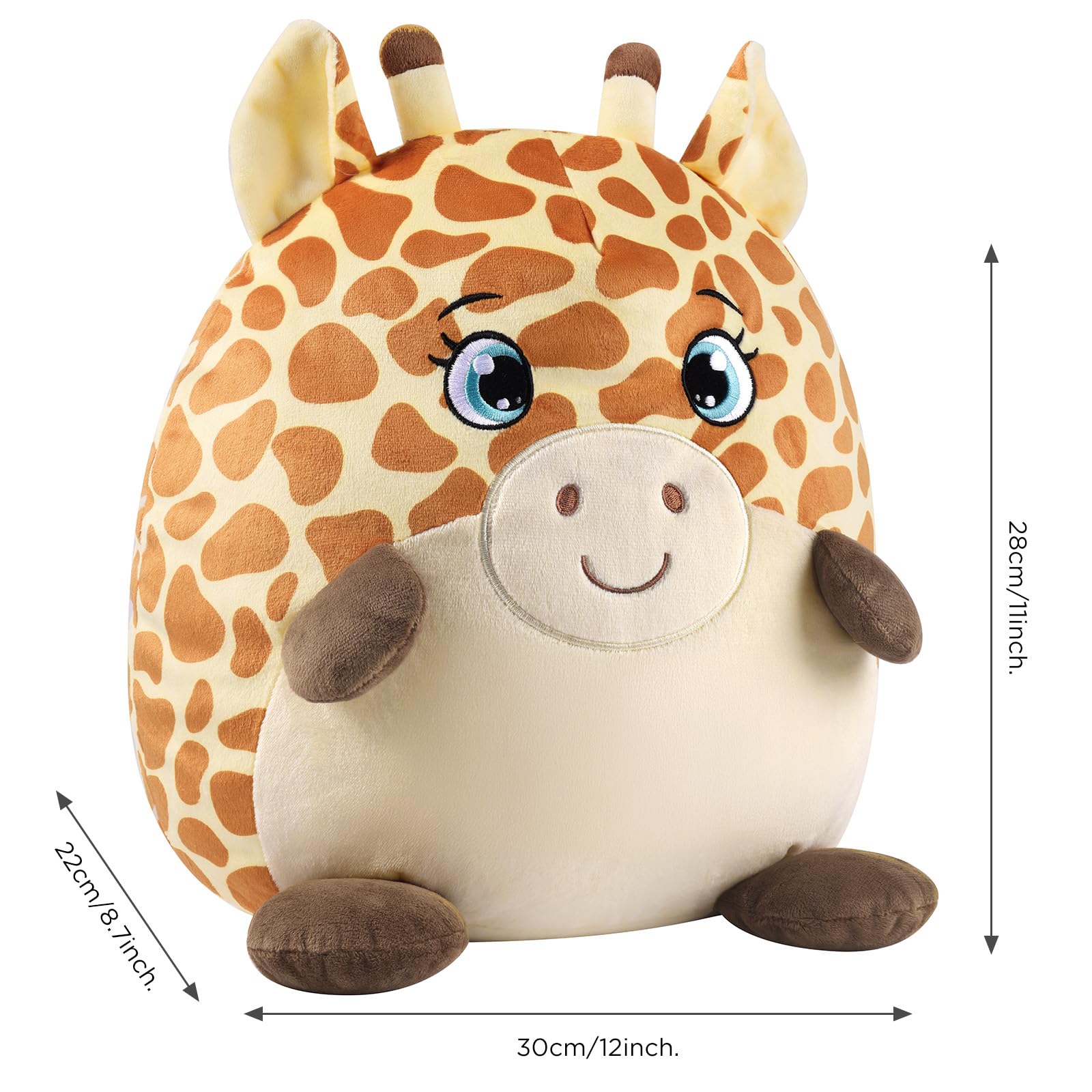 GAGAKU 12 inches Giraffe Plush Pillow Toy, Squishy Giraffe Stuffed Animal Cute Plushie Pillow Huggable Toy, Kawaii Soft Cushion for Girl Kid Children's Day Birthdays Christmas