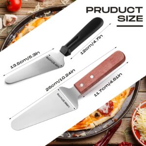 Zhehao 20 Pack Pizza Pie Server Stainless Steel Pizza Spatula Non Slip Triangular Spade Spatula Easy to Grip Pie Spatula Cutter Cake Serving Utensils (Black and Brown,Plastic and Wooden Handle)