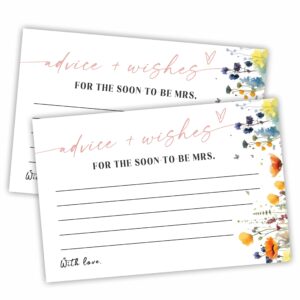 hsupl wildflower floral bridal shower advice & wishes cards, 30 pcs minimalism wedding wishes cards, advice for newlyweds, wedding party decorations, bridal shower party favors & supplies - a01