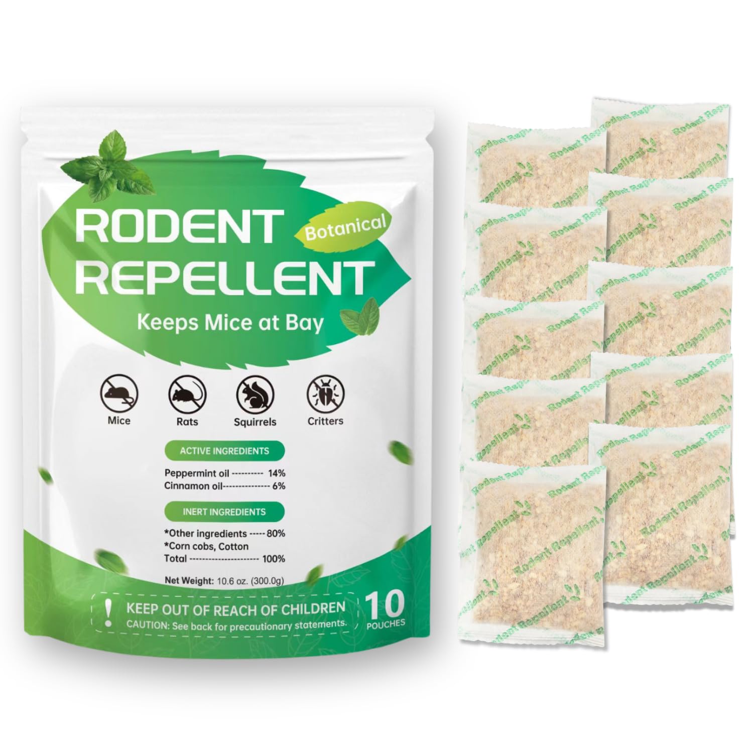 NatShield Rodent Repellent (Pack of 10), Strength Natural Mice Repellent Pouches, Botanical Pest Control Indoor, Cinnamon/Peppermint Oil to Repel Mice and Rats in Shed/Attic/Cabin/RV/Boat/Garage