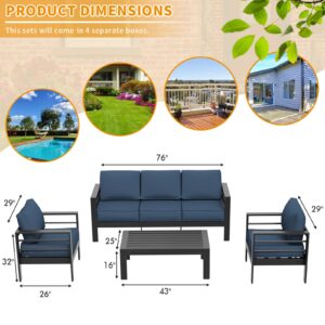 VONZOY Aluminum Patio Furniture Set, Metal Outdoor Furniture Set, Patio Furniture Set with Waterproof Covers