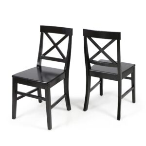 GDFStudio Wood Dining Chairs Set of 2, Farmhouse Country Side Chairs,Wooden Armless Chairs for Kitchen Dining Room Home Living Room,300 Lbs Heavy Duty Acacia Wood Chair Black