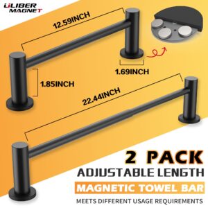 ULIBERMAGNET Magnetic Towel Holder, Magnetic Towel Bar Holder with Adjustable Length, Non-Slip Magnetic Towel Rod Rack for Refrigerator, Oven, Dishwasher, Laundry (2 Pack)