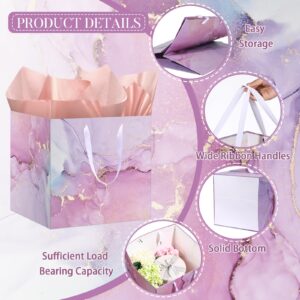 11.8" Extra Large Gift Bag Colorful Marble Square Giant Gift Bag with Handles and Tissue Paper Big Present Bag Pink Purple Wrapping Paper Bag for Birthday Wedding Christmas Baby Shower Party Supplies