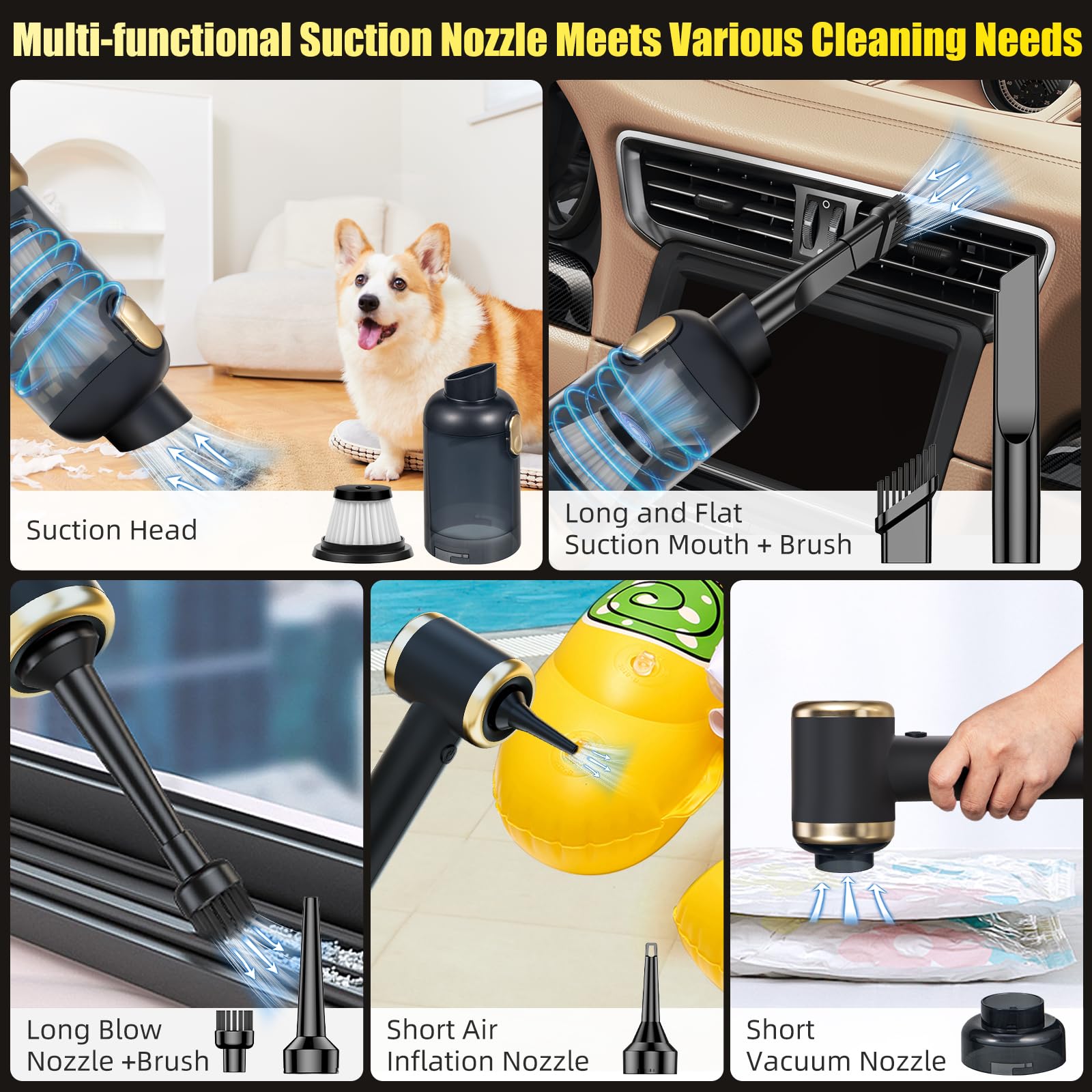 Bug Vacuum Catcher & Cordless Handheld Car Vacuum Cleaner Powerful Suction Power with Multifunctional Suction Nozzle for Insect Stink Bug Moth Spider, Convenient Cleaning Solution for Home Office Car