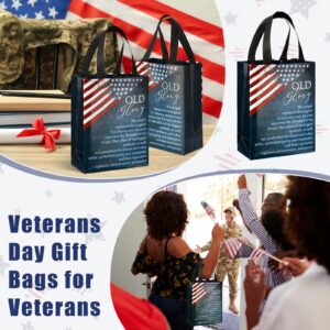 Sweetude 30 Pcs Veterans Day Souvenirs Gift Bags with Handle Medium Size Patriot Day Gift Bags American Flag Gift Patriotic Themed Bags for Veteran Party Church Decorations Favors