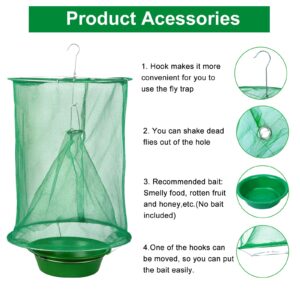 Dwcom 8 Pack Fly Traps Outdoor, Ranch Fly Traps Fly Catcher Cage for Indoor or Outdoor Family Farms, Park, Restaurants