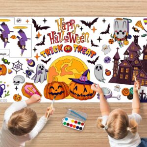 miucat halloween coloring tablecloth, 79 * 35inch halloween crafts for kids diy coloring tablecovers halloween activities for halloween games party favors supplies