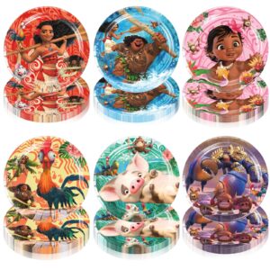 anymonypf 60 pcs moana party supplies 6 styles princess plates moana disposable plates moana party decorations for moana party favors