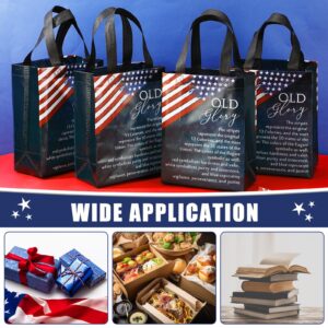 Sweetude 30 Pcs Veterans Day Souvenirs Gift Bags with Handle Medium Size Patriot Day Gift Bags American Flag Gift Patriotic Themed Bags for Veteran Party Church Decorations Favors