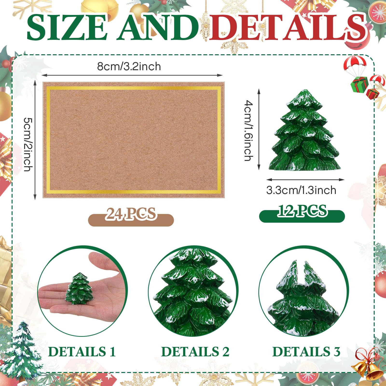 Watersay 12 Pcs Christmas Tree Place Card Holders with 24 Pcs Seating Cards Table Number Holders Place Cards for Christmas Party Wedding Anniversary Birthday Decorations