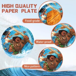 ANYMONYPF 60 Pcs Moana Party Supplies 6 styles Princess Plates Moana Disposable Plates Moana Party Decorations for Moana Party Favors