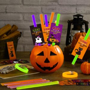 MiniInflat 24 Sets Halloween Triple Glow Bracelets with Cards Include 24 Pcs A Little Bit of Light For Your Halloween Night Glow Stick Gift Tag 24 Glow in the Dark Glow Sticks for Party School