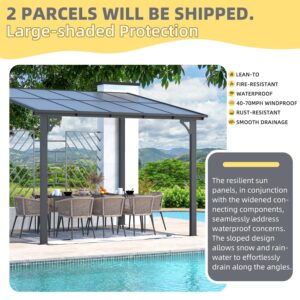 U-MAX 8' x 10' Outdoor Pergola Gazebo, Wall-Mounted Lean to Metal Awnings Gazebos on Clearance for Patio, Large Panel Roof Pergolas and Gazebo for Outdoor Use