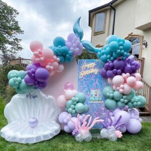 NISOCY Pastel Purple Balloons Arch Garland Kit, 102PCS 18In 12In 10In 5In Light Purple Lilac Lavender Balloons Different Sizes for Birthday Graduation Mermaid Theme Party Decorations