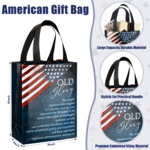 Sweetude 30 Pcs Veterans Day Souvenirs Gift Bags with Handle Medium Size Patriot Day Gift Bags American Flag Gift Patriotic Themed Bags for Veteran Party Church Decorations Favors