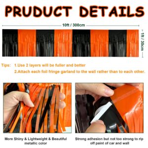 2 Pack 10 Feet Black Orange Halloween Parade Float Decorations for Trailer Car, Foil Fringe Tinsel Streamers Banner Garland for Halloween Graduation Homecoming Party Decoration (Black Orange)