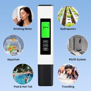 TDS Meter Digital Water Tester, 3 in 1 TDS, EC & Temperature Meter, Accurate PPM Meter, Digital Water Testing Kits for Drinking Water Quality, Hot Tubs, Pool, Aquarium,Hydroponics,Wine Brewing