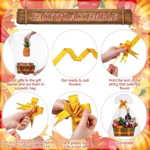 Qinyoung 12 Pcs Fall Basket for Gifts Empty 9.8 x 6.5'' Autumn Plaid Gift Basket Empty to Fill with Handles, Bows, Plastic Bags and Twist Ties for Autumn Thanksgiving Party Favor Supplies