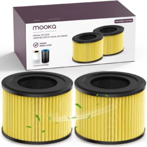 2 pack mooka ap-s0610l air purifier pet mode filter, 3-in-1 true hepa filter, high-efficiency activated carbon air filter for allergies, smoke, odor, dander, pollen