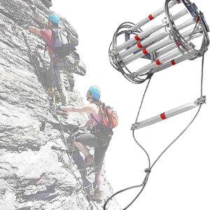 Multifunctional Aluminum Alloy Safety Ladder, Folding Emergency Fire Escape Rope Ladder, Flame Resistant, Wire Rope Ladder for Escape Rescue, Work At Height, Fast to Deploy(5M/16FT)