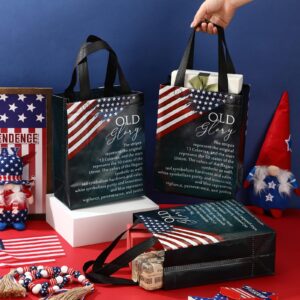 Sweetude 30 Pcs Veterans Day Souvenirs Gift Bags with Handle Medium Size Patriot Day Gift Bags American Flag Gift Patriotic Themed Bags for Veteran Party Church Decorations Favors