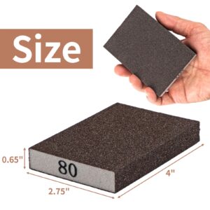 8 Pack Sanding Sponge, Sanding Blocks 60/80/120/220 Grit Assortment, Sand Paper for Wood Furniture, Sander Pads, Washable and Reusable Sandpaper for Drywall Metal Glasses Repair