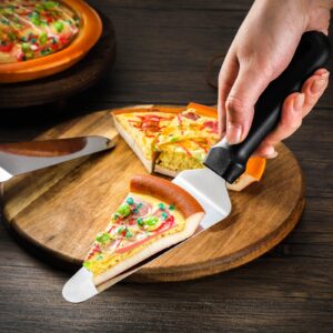 Zhehao 20 Pack Pizza Pie Server Stainless Steel Pizza Spatula Non Slip Triangular Spade Spatula Easy to Grip Pie Spatula Cutter Cake Serving Utensils (Black and Brown,Plastic and Wooden Handle)