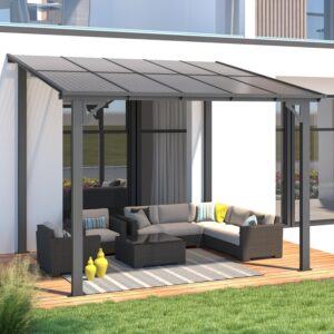 u-max 8' x 10' outdoor pergola gazebo, wall-mounted lean to metal awnings gazebos on clearance for patio, large panel roof pergolas and gazebo for outdoor use