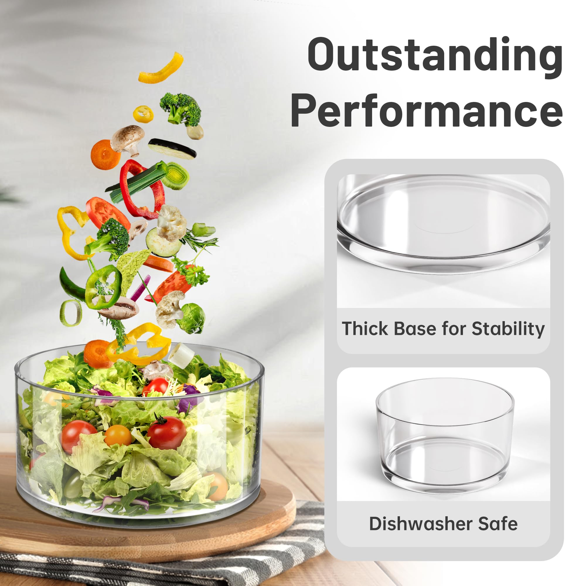 KITEISCAT Glass Salad Bowl - Versatile 118oz Trifle and Fruit Bowl - Elegant & Long-Lasting for Serving Salads, Dessert