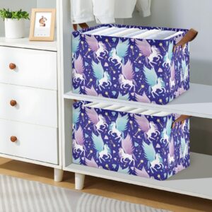 KEEPREAL Cute Flying Pegasus Storage Basket Bin, 2PACK Large Waterproof Storage Box Collapsible Storage Organizer for Home Office Closet - 16.9 L x 11.4 W x 10 H #408