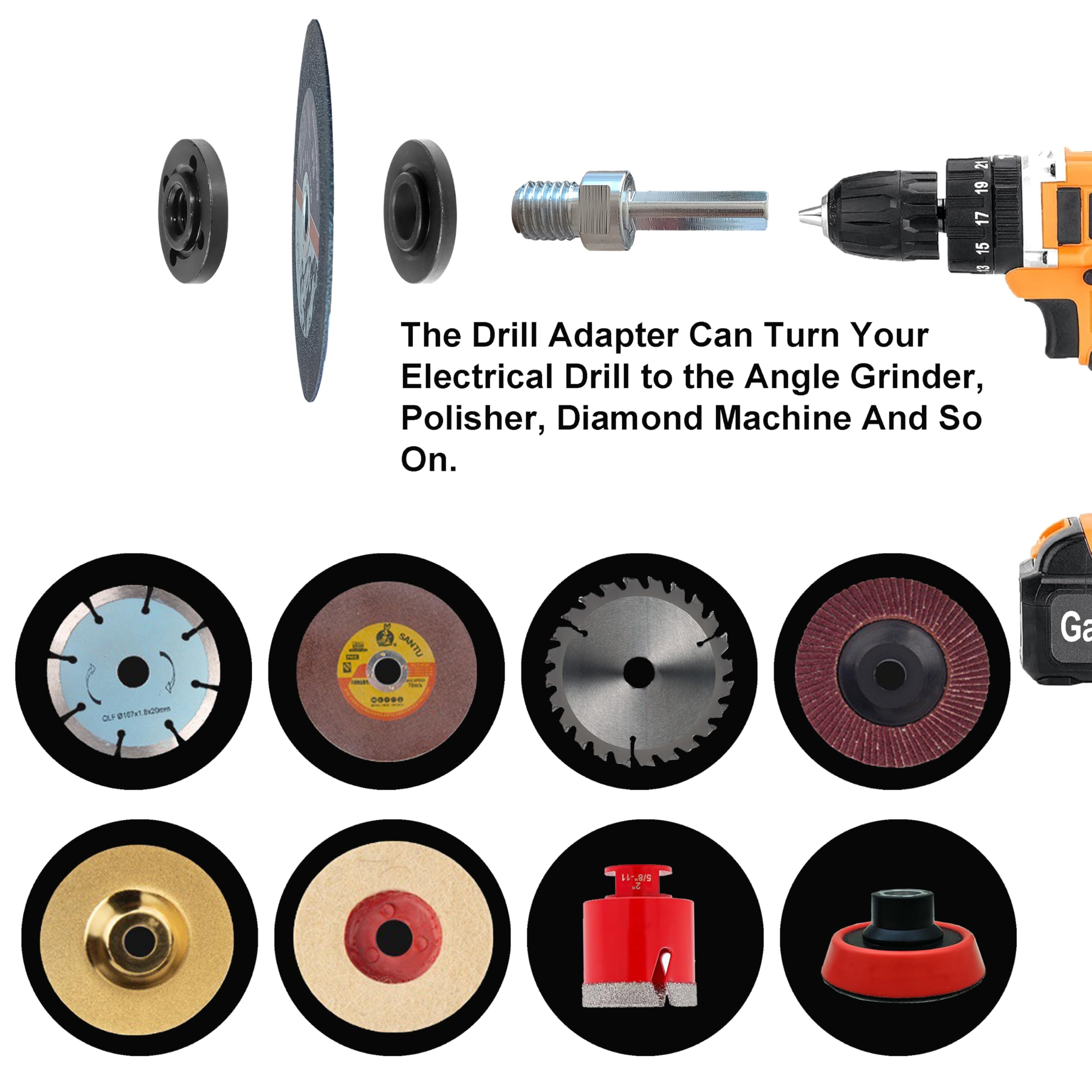 5/8"-11 Thread Electric Drill Angle Grinder Connecting Rod Core Drill Bit Adapter Polisher Pad Backing Plates to 3/8" Triangle Shank for Cutting Disc Polish Disc (2 Sets)