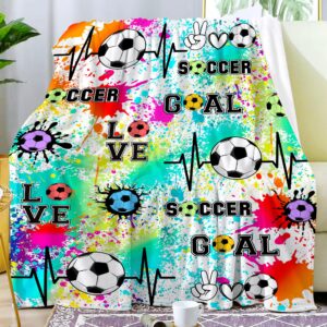 Soccer Blanket for Girls Ultra Soft Flannel Soccer Throw Blanket for Soccer Lovers Soccer Players Team Merch Soccer Gifts Stuff 50"x40"