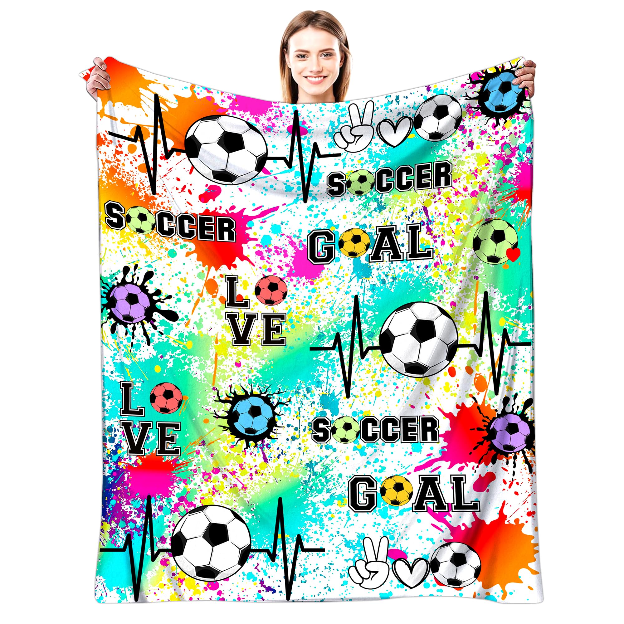 Soccer Blanket for Girls Ultra Soft Flannel Soccer Throw Blanket for Soccer Lovers Soccer Players Team Merch Soccer Gifts Stuff 50"x40"