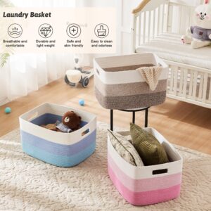 Artfeel Blanket Basket,Rectangle Woven Baskets for Storage,65L Laundry Basket for Decorative Nursery Blanket,Toys,Dirty Clothes and Magazine in Shelves,Baby Room,and Living Room