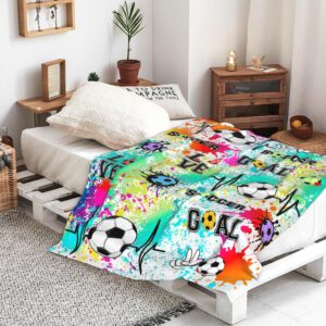 Soccer Blanket for Girls Ultra Soft Flannel Soccer Throw Blanket for Soccer Lovers Soccer Players Team Merch Soccer Gifts Stuff 50"x40"