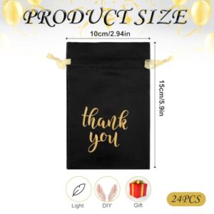 Abeillo 24 Pcs Thank You Bags Wedding Satin Gift Bags with Drawstring, 4 x 6 Inch Jewelry Pouches Candy Bag for Wedding Bridal Shower Party Favor Bag for Birthday Baby Shower