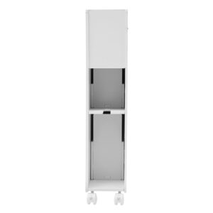 BuYouZaiLaa Slim Bathroom Storage Cabinet Movable Bathroom Organizers Toilet Side Cabinet Free Standing Toilet Paper Holder Corner Shelves White