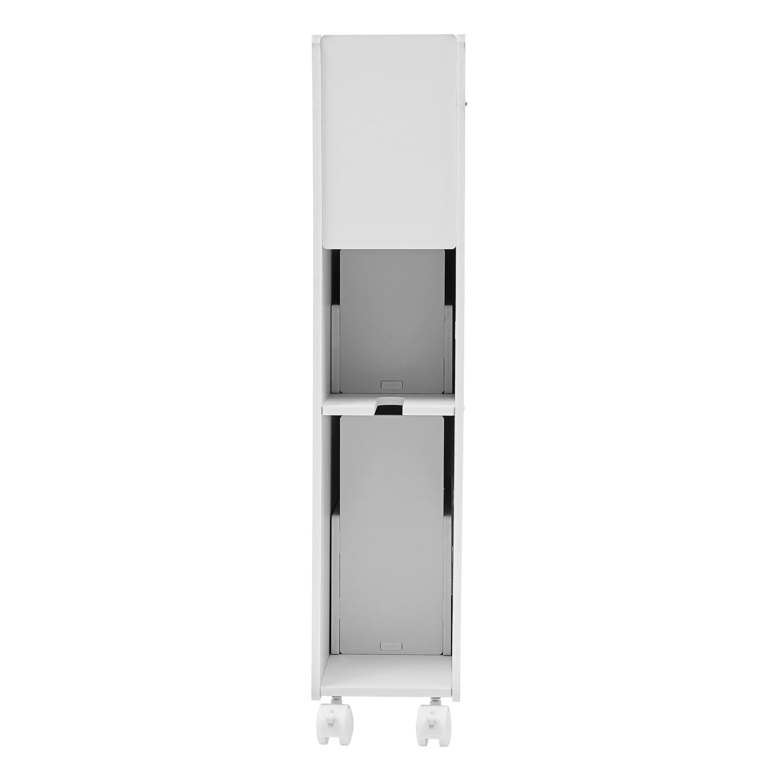 BuYouZaiLaa Slim Bathroom Storage Cabinet Movable Bathroom Organizers Toilet Side Cabinet Free Standing Toilet Paper Holder Corner Shelves White