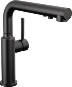 delta faucet daneri pull-out kitchen faucet, black kitchen faucets with pull-out sprayer, kitchen sink faucet, faucet for kitchen sink with magnetic docking, matte black 16879-bl-dst