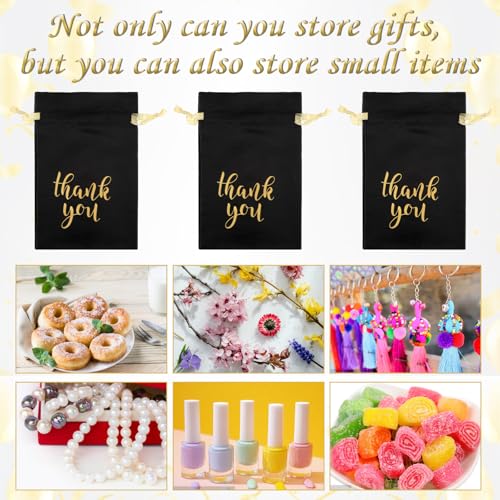 Abeillo 24 Pcs Thank You Bags Wedding Satin Gift Bags with Drawstring, 4 x 6 Inch Jewelry Pouches Candy Bag for Wedding Bridal Shower Party Favor Bag for Birthday Baby Shower