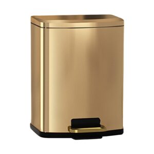 fenteer step trash can with lid kitchen trash bin 9l sleek waste container garbage can foot pedal garbage bin for living room bedroom, champagne gold