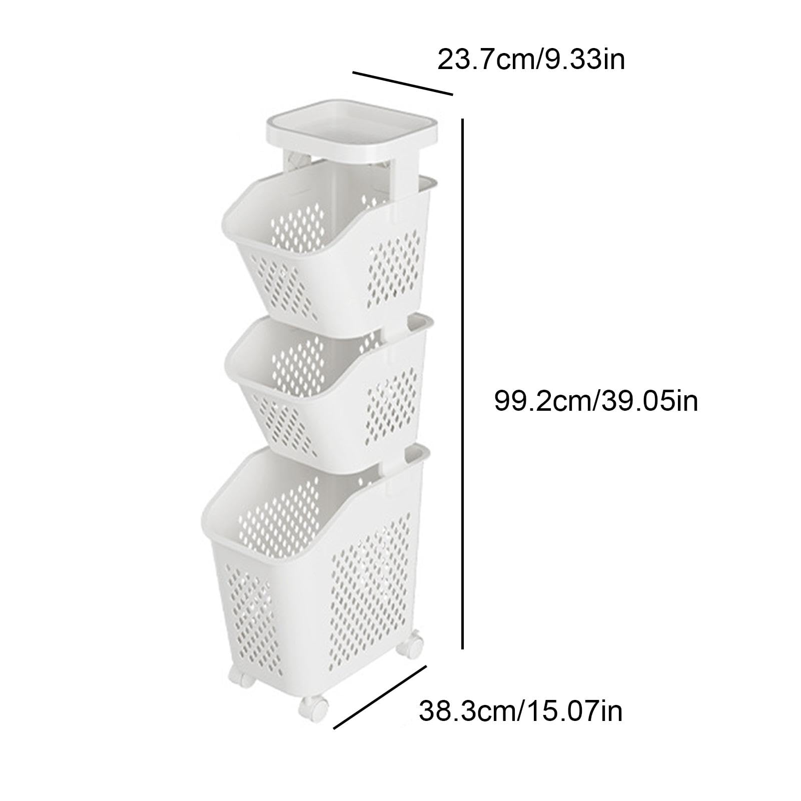 3/4 Tier Laundry Basket - Multi Layer Laundry Hamper | Rolling Laundry Cart With Wheels | 360° Rolling Laundry Basket Bathroom | Laundry Washing Hampers Basket Shelf Cart For Bathroom