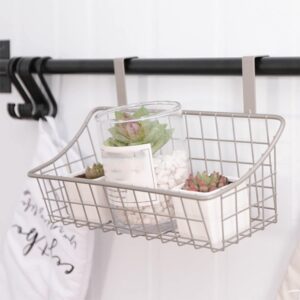 Beuiouer Basket with Hook Grid Storage Basket, Hang It Behind a Door or on a Railing, over the Cabinet Door, Black