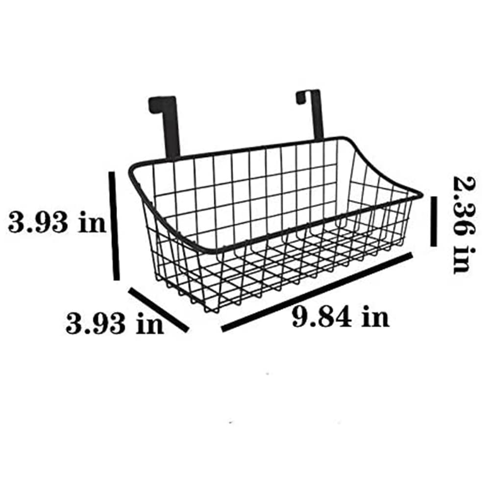 Beuiouer Basket with Hook Grid Storage Basket, Hang It Behind a Door or on a Railing, over the Cabinet Door, Black