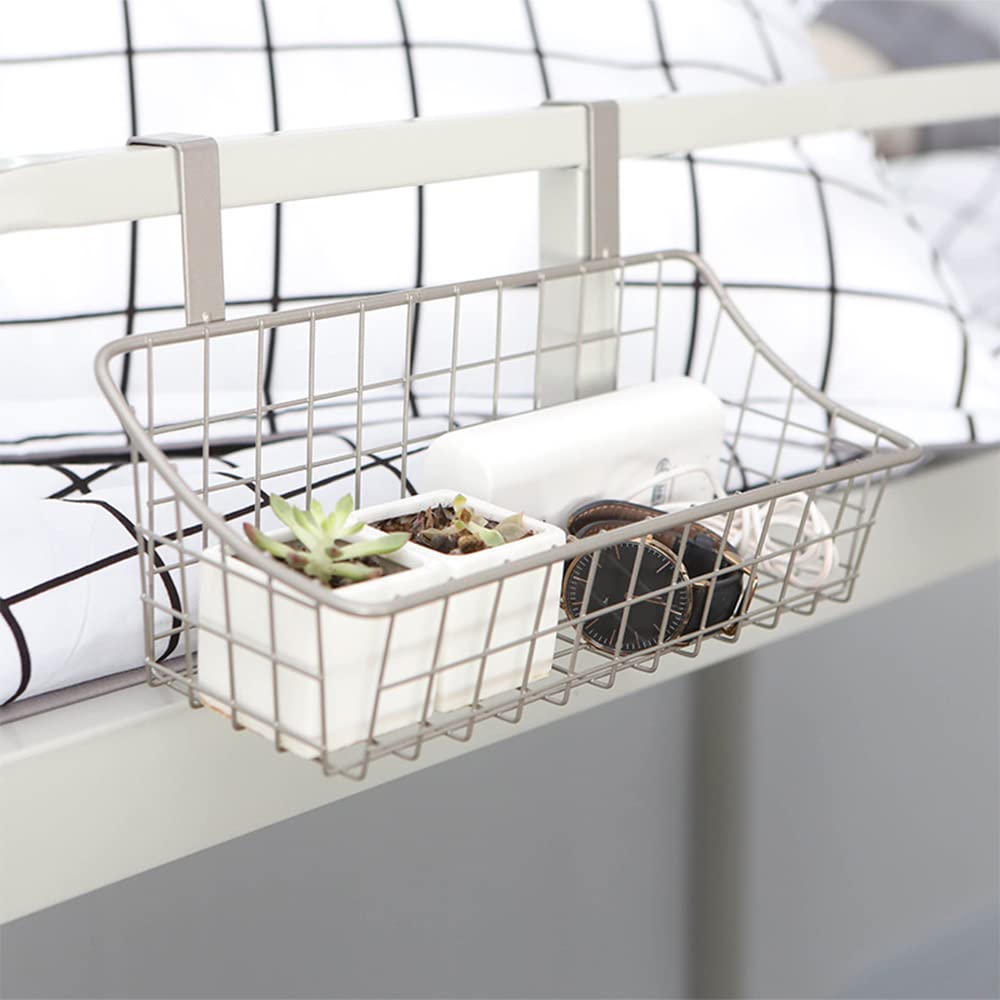 Beuiouer Basket with Hook Grid Storage Basket, Hang It Behind a Door or on a Railing, over the Cabinet Door, Black