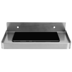 bathroom cell phone shelf, stainless steel small floating shelf wall mounted phone shelf holder small shelf for bathroom, small bathroom wall shelf, mini wall shelf for collectibles, 7.3x3.5in