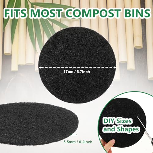 6 Pack Charcoal Filters for Kitchen Compost Bin, Compost Filters for Countertop Bin Pail Replacement, Activated Charcoal Home Bucket Refill Sets, Round 6.7 Inch